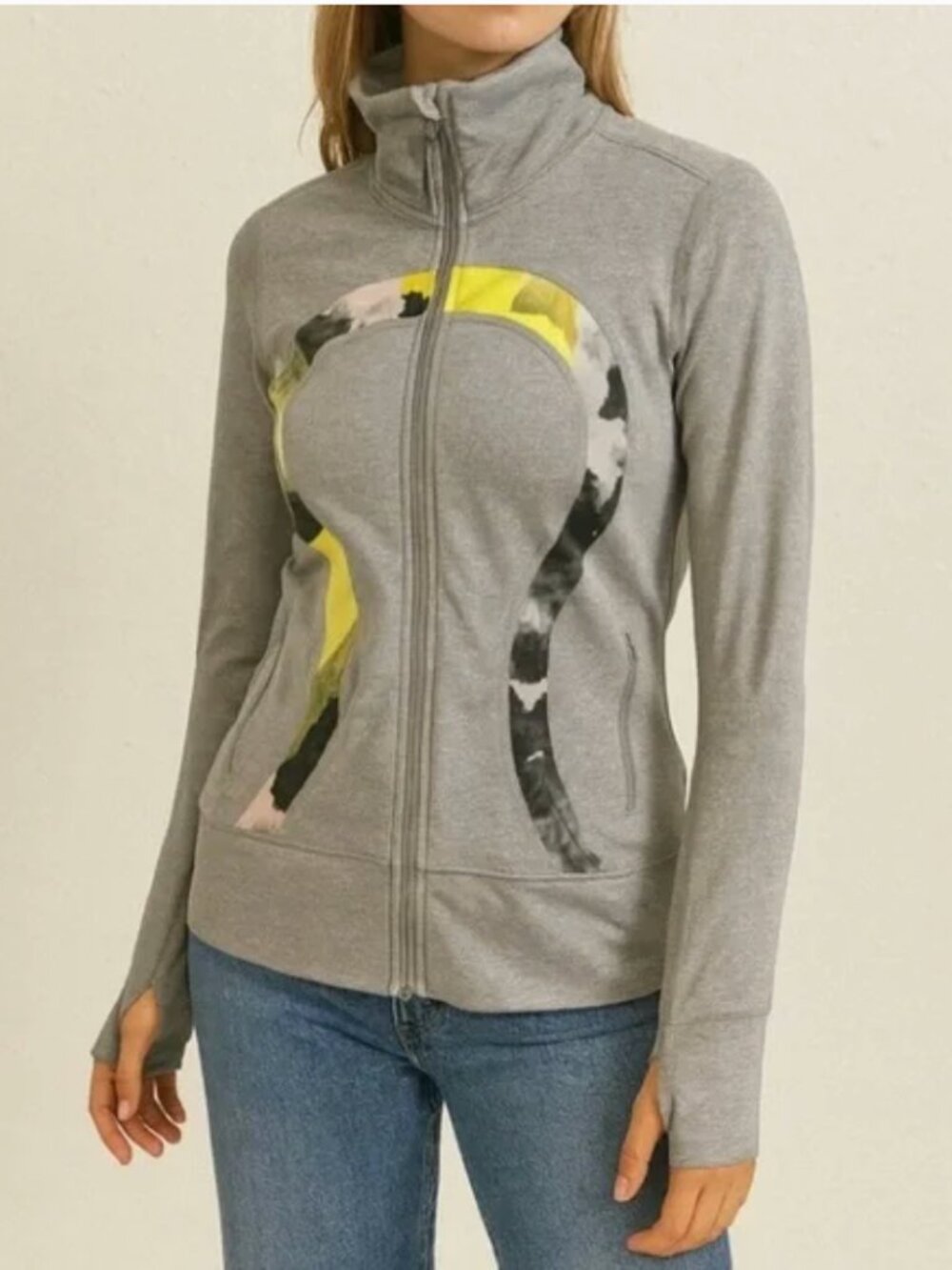 Lululemon In Stide Full Zip Jacket Heathered w/ Gray Citron Size 4 XS